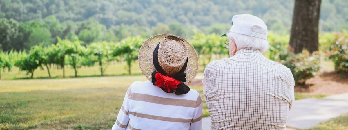 A senior couple sharing a quiet moment together